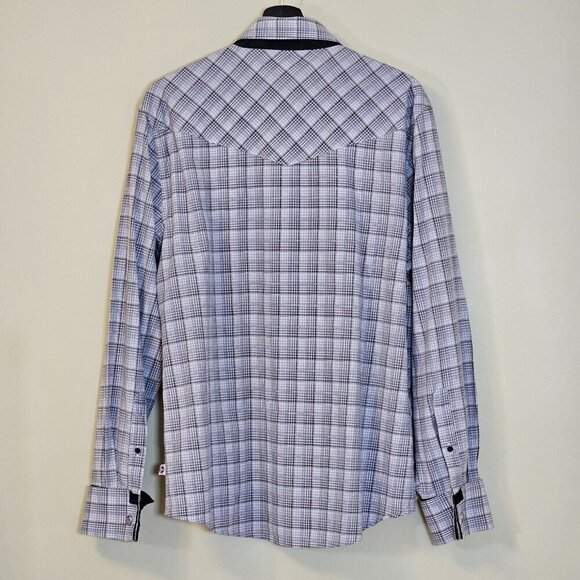 John Lennon Shirt Mens M Plaid Button Up LS Embroidery Hippie Boho Velvet Artsy - Picture 2 of 16